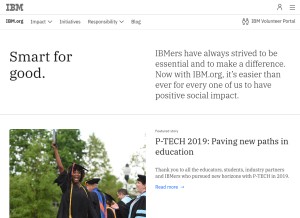How ibm.org looks like on a tablet such as an iPad.