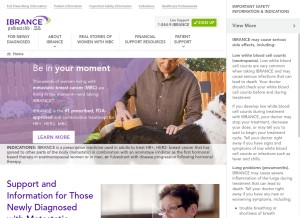 How ibrance.com looks like on a tablet such as an iPad.