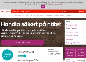 How icabanken.se looks like on a tablet such as an iPad.