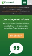 How icasework.com looks like on a mobile device such as an iPhone.