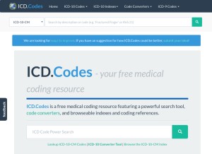 How icd.codes looks like on a tablet such as an iPad.