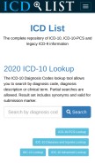 How icdlist.com looks like on a mobile device such as an iPhone.
