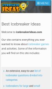 How icebreakerideas.com looks like on a mobile device such as an iPhone.