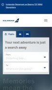 How icelandair.com looks like on a mobile device such as an iPhone.