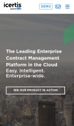How icertis.com looks like on a mobile device such as an iPhone.