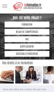 How iciformation.fr looks like on a mobile device such as an iPhone.