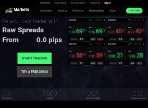 How icmarkets.com looks like on a tablet such as an iPad.