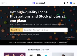 How iconscout.com looks like on a tablet such as an iPad.