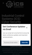 How icscybersecurityconference.com looks like on a mobile device such as an iPhone.