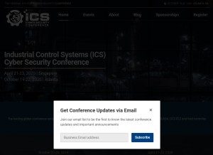 How icscybersecurityconference.com looks like on a tablet such as an iPad.