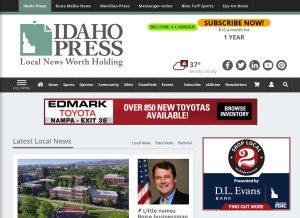 How idahopress.com looks like on a tablet such as an iPad.