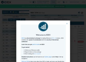 How idex.market looks like on a tablet such as an iPad.
