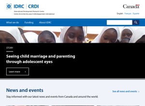 How idrc.ca looks like on a tablet such as an iPad.