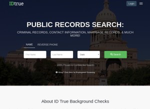 How idtrue.com looks like on a tablet such as an iPad.