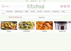 How ifoodreal.com looks like on a tablet such as an iPad.