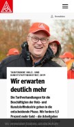 How igmetall.de looks like on a mobile device such as an iPhone.