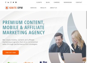 How igniteopm.com looks like on a tablet such as an iPad.