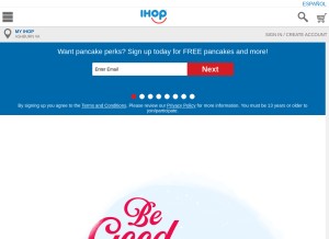 How ihop.com looks like on a tablet such as an iPad.