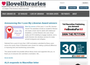 How ilovelibraries.org looks like on a tablet such as an iPad.