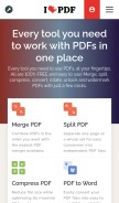 How ilovepdf.com looks like on a mobile device such as an iPhone.