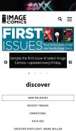 How imagecomics.com looks like on a mobile device such as an iPhone.