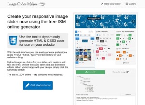 How imageslidermaker.com looks like on a tablet such as an iPad.
