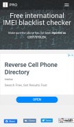 How imeipro.info looks like on a mobile device such as an iPhone.