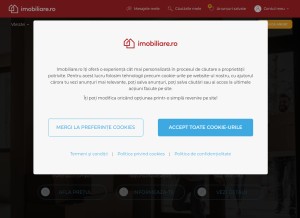 How imobiliare.ro looks like on a tablet such as an iPad.