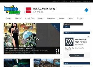 How impulsegamer.com looks like on a tablet such as an iPad.