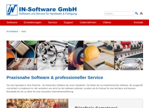 How in-software.com looks like on a tablet such as an iPad.