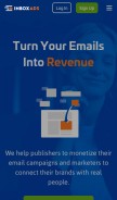 How inboxads.com looks like on a mobile device such as an iPhone.