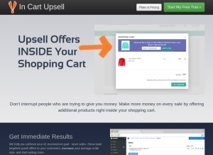 How incartupsell.com looks like on a tablet such as an iPad.