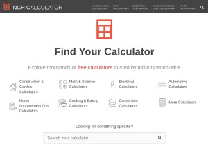How inchcalculator.com looks like on a tablet such as an iPad.