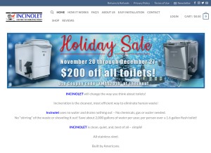 How incinolet.com looks like on a tablet such as an iPad.