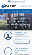 How incorp.com looks like on a mobile device such as an iPhone.