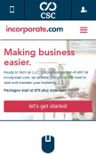 How incorporate.com looks like on a mobile device such as an iPhone.