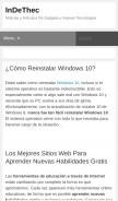 How indethec.com looks like on a mobile device such as an iPhone.