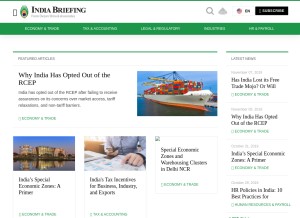 How india-briefing.com looks like on a tablet such as an iPad.