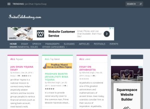 How indiacelebrating.com looks like on a tablet such as an iPad.