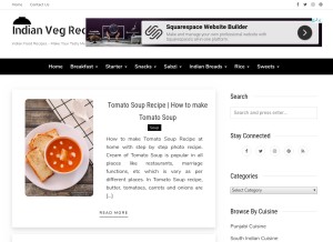 How indianvegrecipe.com looks like on a tablet such as an iPad.
