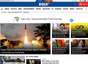 How indiatvnews.com looks like on a tablet such as an iPad.