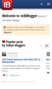 How indiblogger.in looks like on a mobile device such as an iPhone.