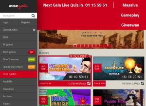 How indiegala.com looks like on a tablet such as an iPad.