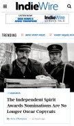 How indiewire.com looks like on a mobile device such as an iPhone.