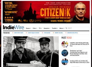 How indiewire.com looks like on a tablet such as an iPad.
