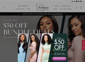 How indiquehair.com looks like on a tablet such as an iPad.