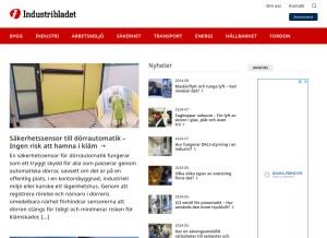 How industribladet.com looks like on a tablet such as an iPad.