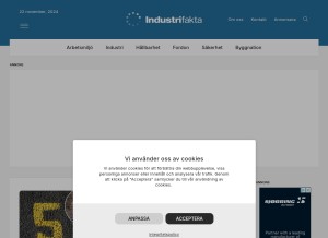 How industrifakta.com looks like on a tablet such as an iPad.