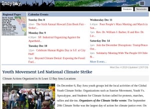 How indybay.org looks like on a tablet such as an iPad.