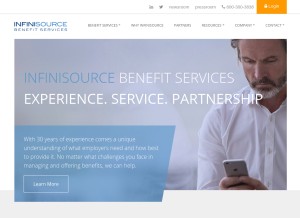 How infinisource.com looks like on a tablet such as an iPad.